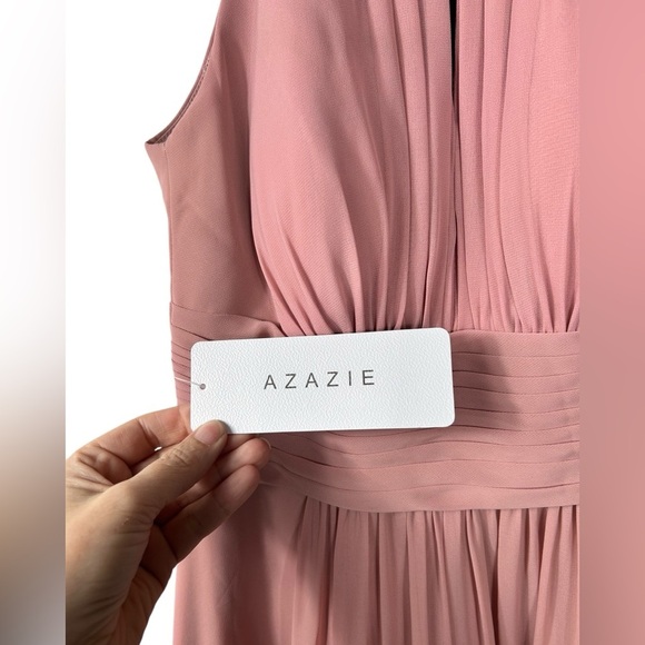 Azazie “Bonnie” chiffon A-line bridesmaid long dress, halter neckline, NEW PROM - Picture 6 of 12